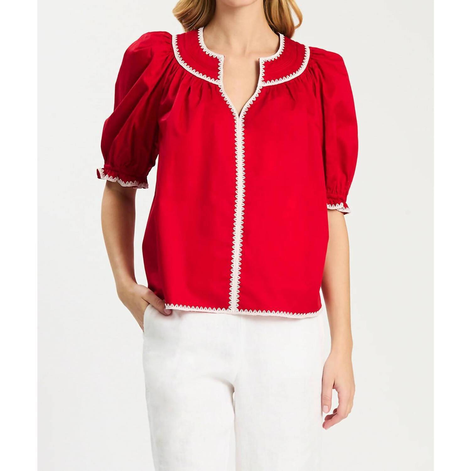 New Tyler Boe Lara Trimmed Collar Top In Salsa